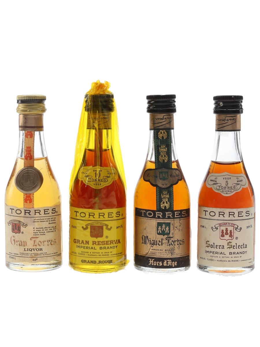 Assorted Torres Brandy Gran Torres, 10 Year Old, Hors d'Age & 5 Year Old 4 x 4.2cl-4.6cl