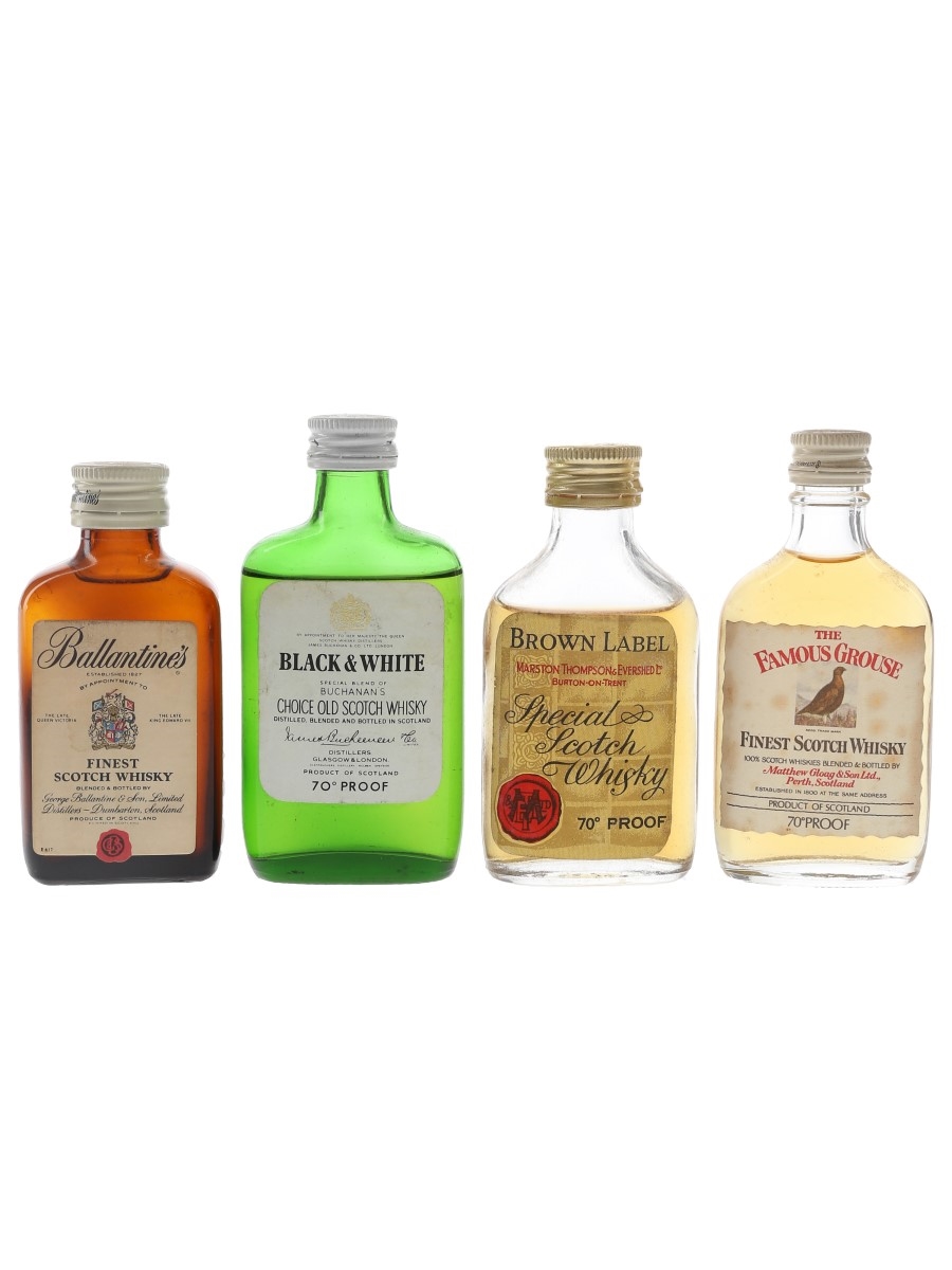 Buchanan's, Ballantine's, Famous grouse & Marston Thompson Bottled 1960s-1970s 4 x 5cl