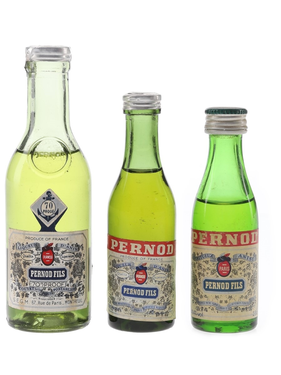 Pernod Fils Bottled 1950s-1970s 3 x 2.3cl-5cl