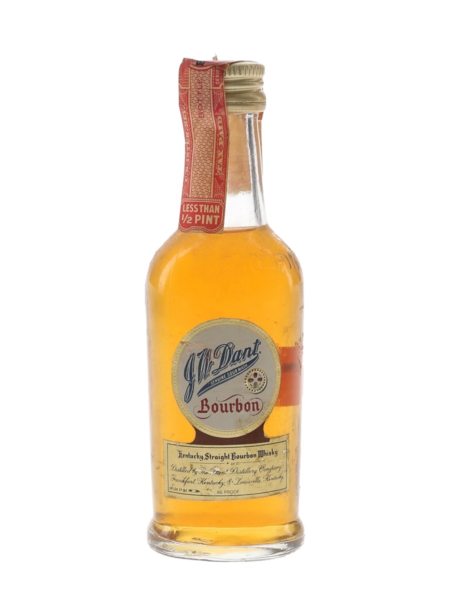 J W Dant Genuine Sour Mash Bourbon Bottled 1970s 4.7cl / 43%
