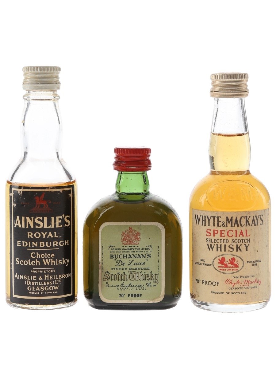 Ainslie's, Buchanan's And Whyte & Mackay Bottled 1960s-1970s 3 x 5cl / 40%