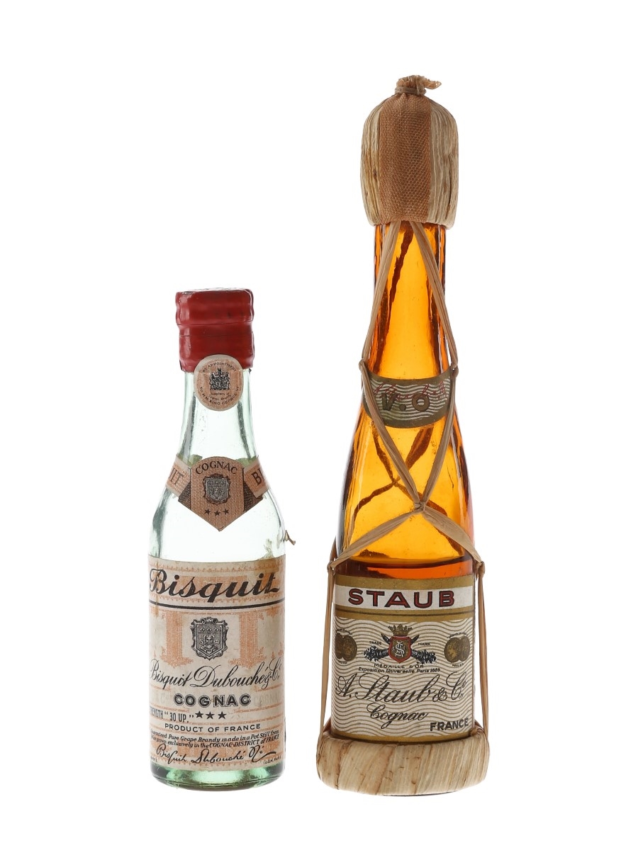 Bisquit 3 Star & Staub VO Cognac Bottled 1940s-1950s 2 x 3cl / 40%