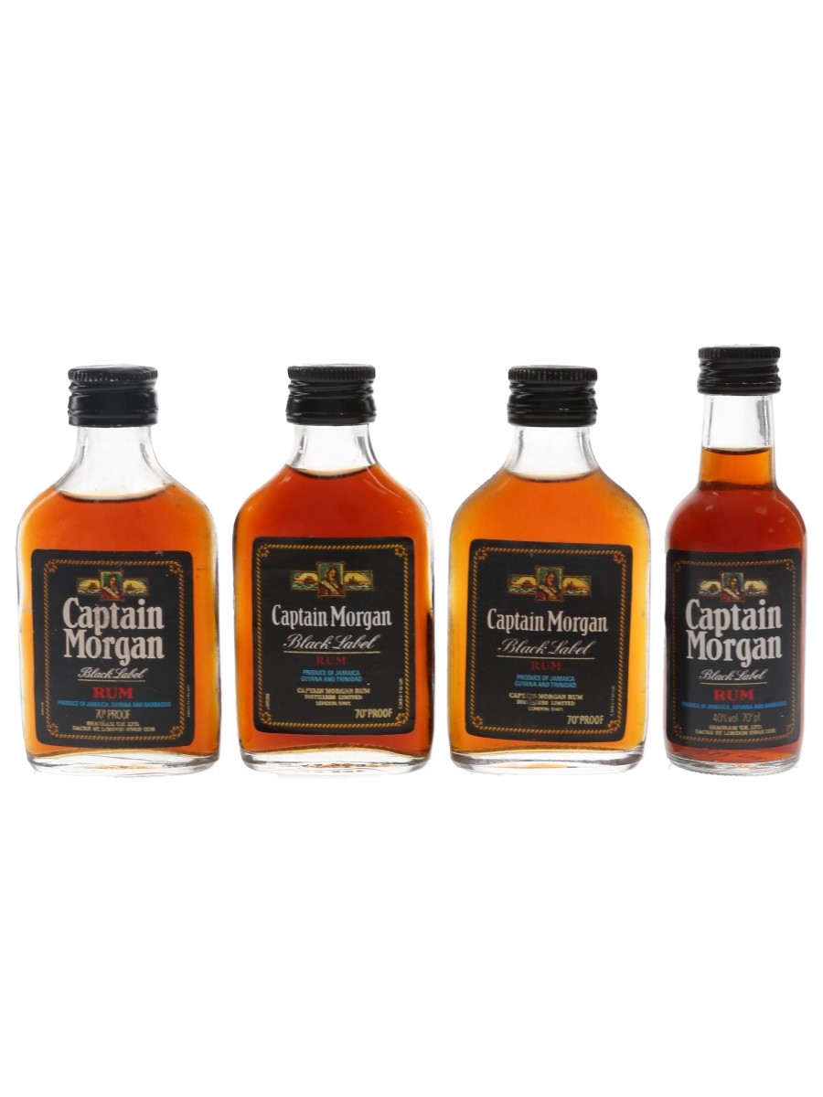 Captain Morgan Black Label Bottled 1970s & 1980s 4 x 5cl / 40%