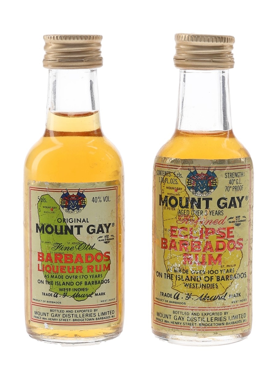 Mount Gay 3 Year Old & Fine Old Bottled 1970s & 1980s 4.7cl & 5cl / 40%