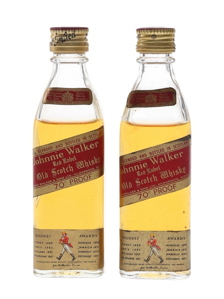 Johnnie Walker Red Label Bottled 1970s 2 x 5cl / 40%