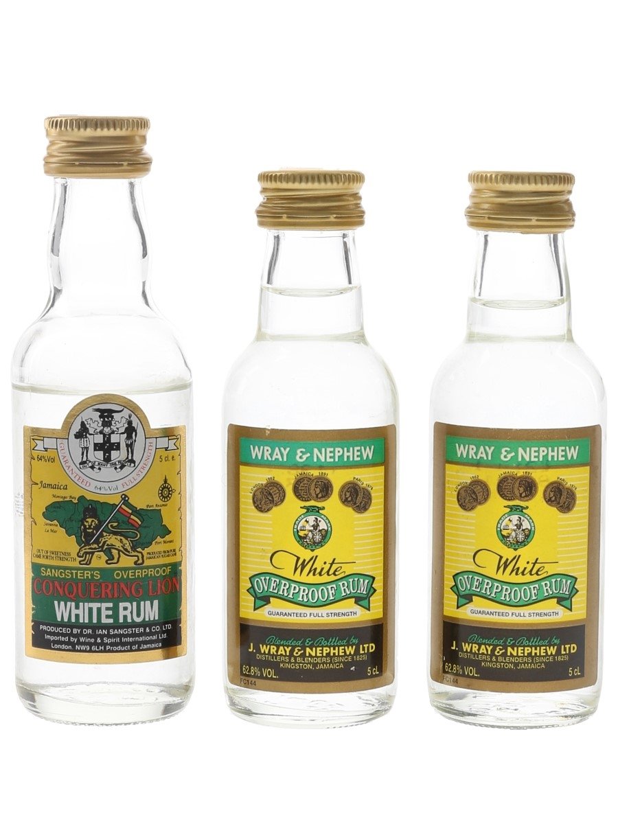 Sangster's Conquering Lion and Wray & Nephew White Overproof Rum Jamaica 3 x 5cl