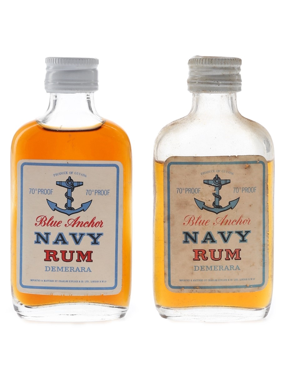Blue Anchor Demerara Navy Rum Bottled 1960s - Charles Kinloch & Co. 2 x 5cl / 40%
