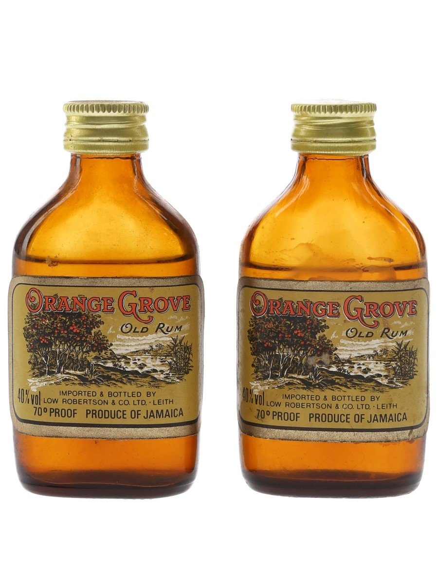 Orange Grove Old Rum Bottled 1970s - Low Robertson & Co. 2 x 5cl / 40%