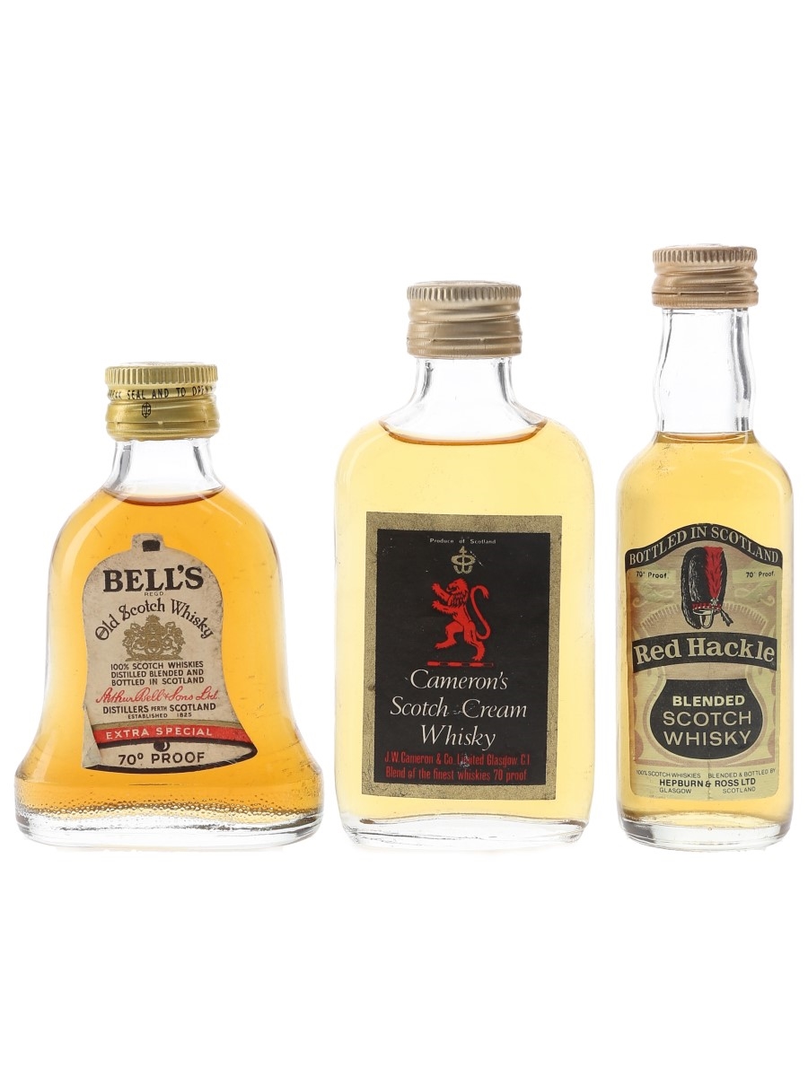 Bell's Extra Special, Cameron's Scotch Cream & Red Hackle Bottled 1960s & 1970s 3 x 5cl / 40%