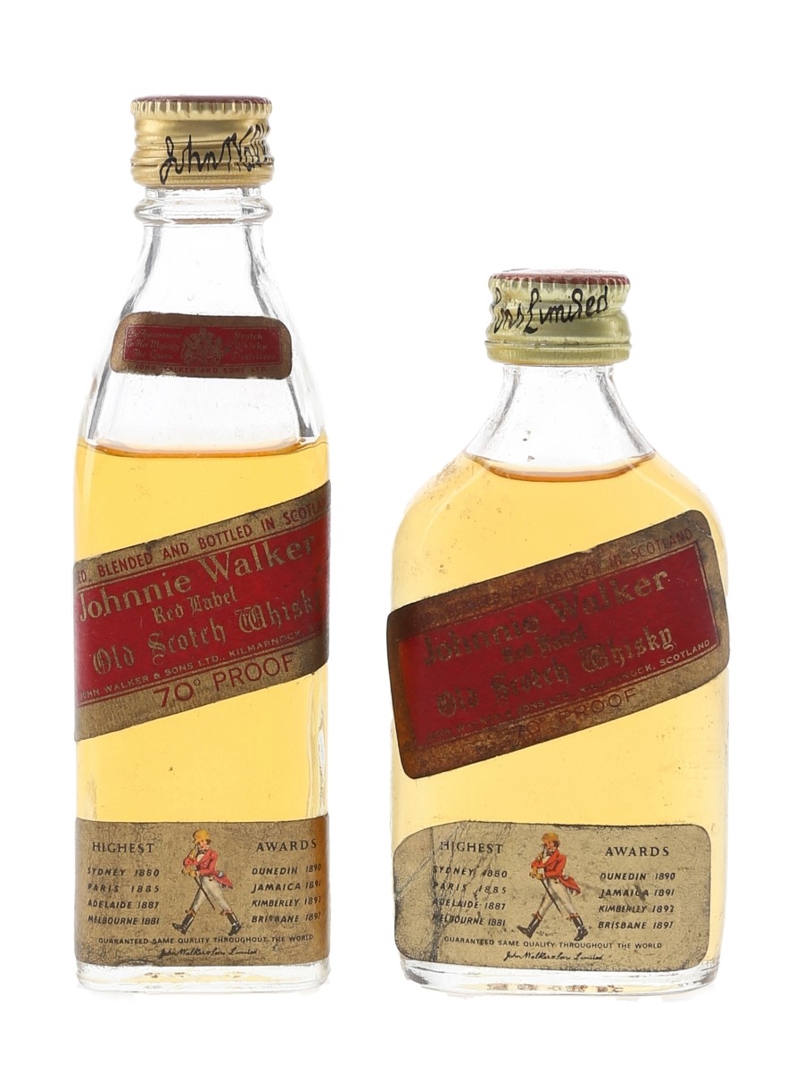 Johnnie Walker Red Label Bottled 1960s & 1970s 2 x 5cl / 40%