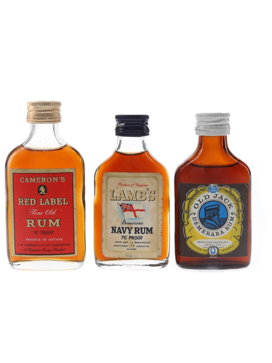 Cameron's, Lamb's & Old Jack Demerara Rum Bottled 1960s-1970s 3 x 5cl / 40%
