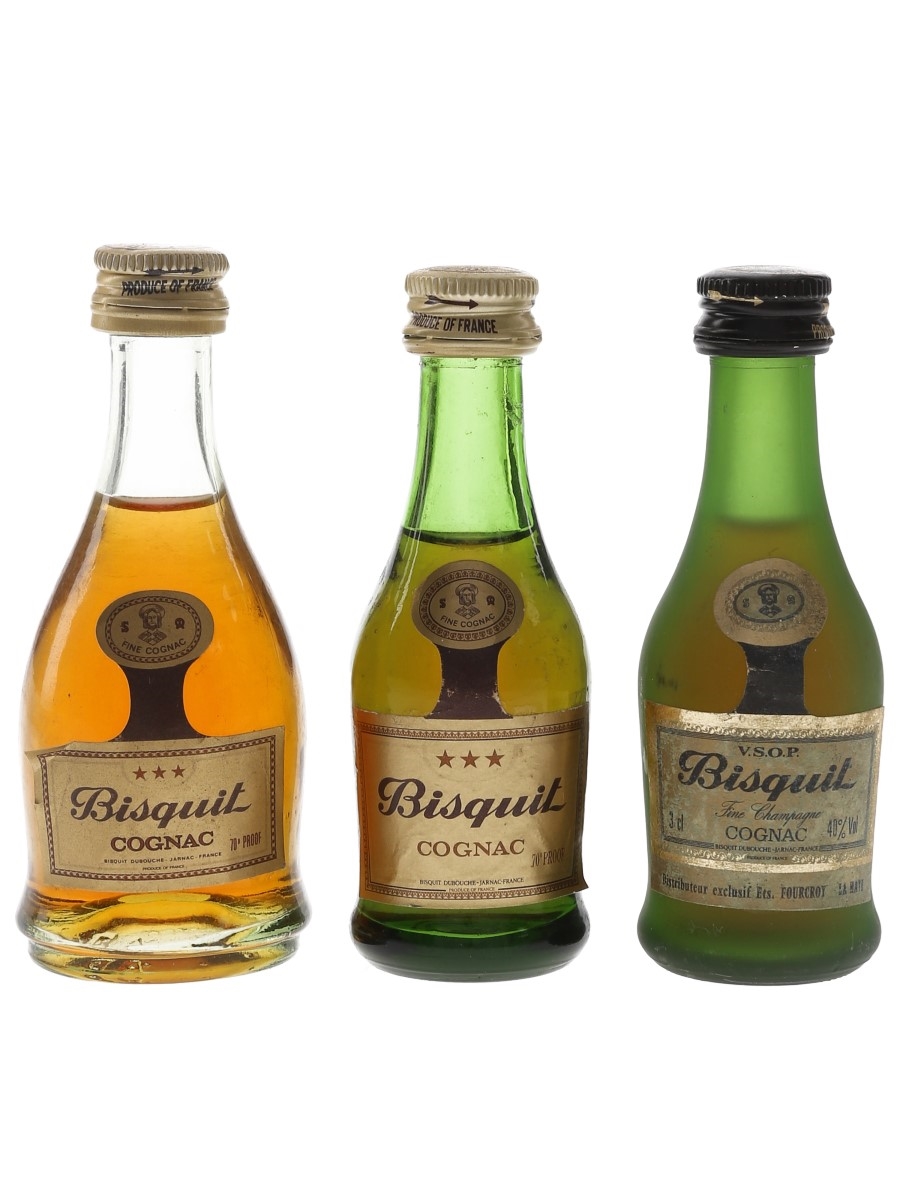 Bisquit 3 Star & VSOP Bottled 1970s & 1980s 3 x 3cl / 40%