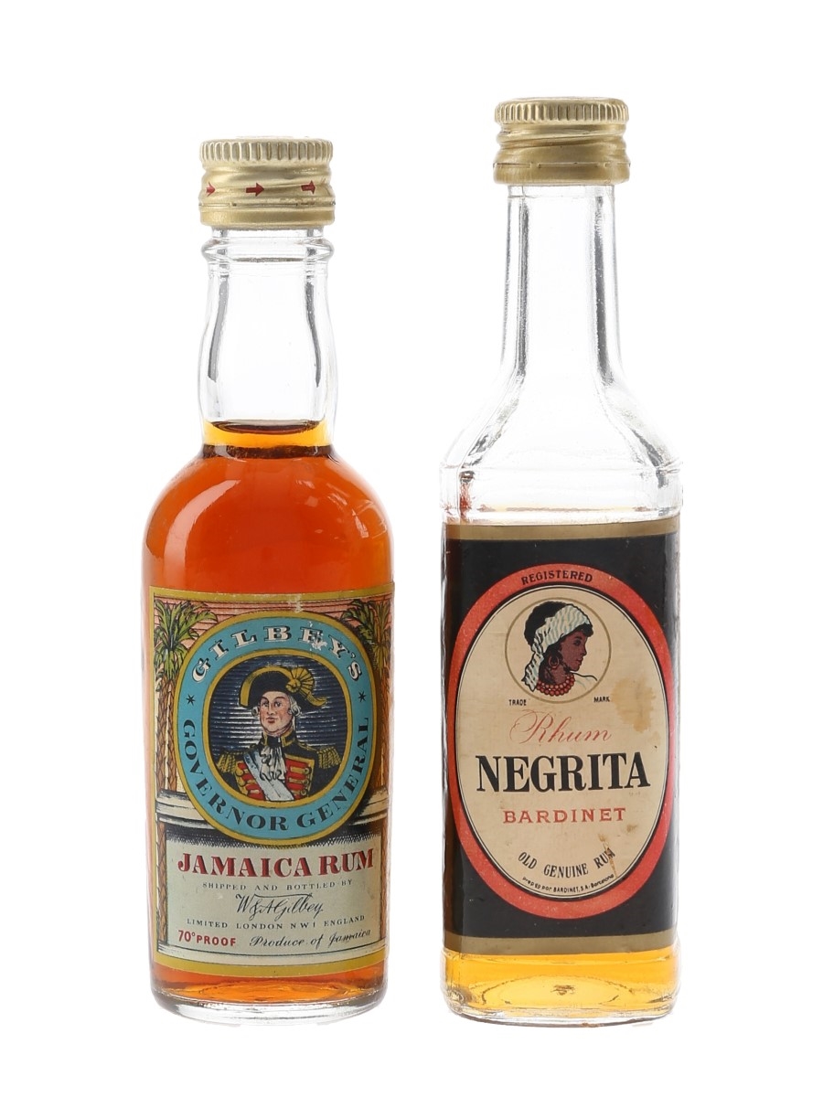 Bardinet Negrita & Gilbey's Governor General Bottled 1970s 2 x 5cl