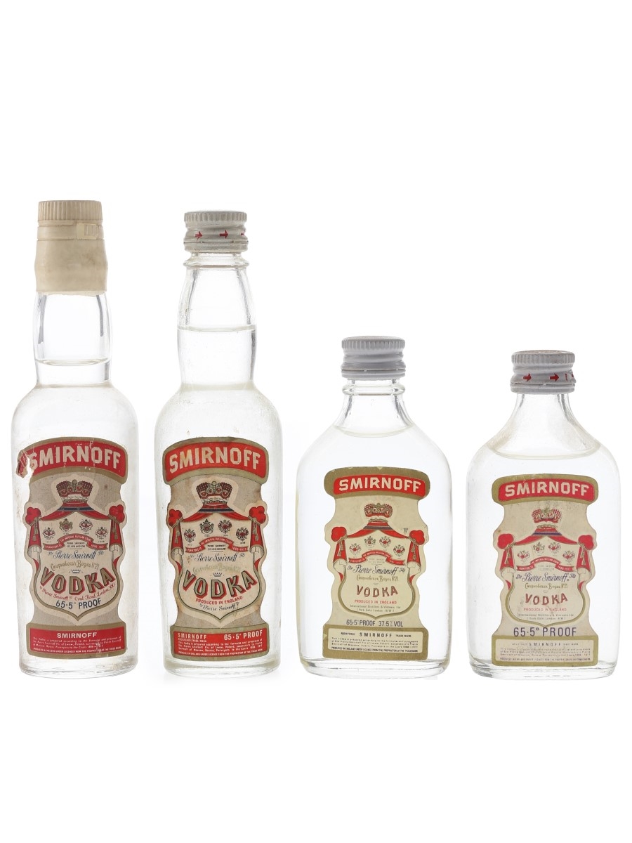 Smirnoff Red Label Vodka Bottled 1960s & 1970s 4 x 5cl / 37.5%