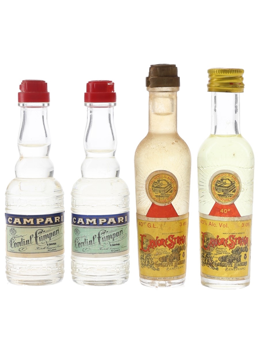 Campari & Liquore Strega Bottled 1970s 4 x 3cl-5cl