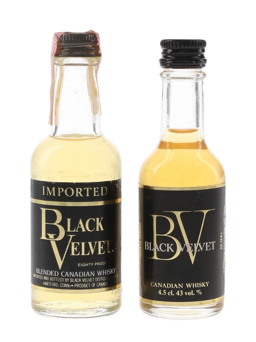Black Velvet Bottled 1970s-1980s 2 x 4.5cl-5cl