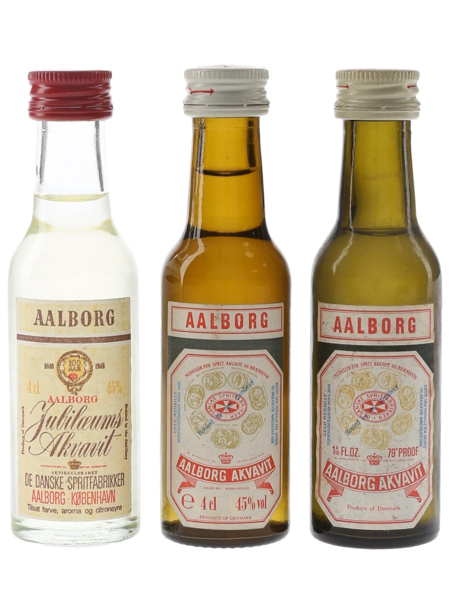 Aalborg Akvavit Bottled 1970s & 1990s 3 x 4cl / 45%