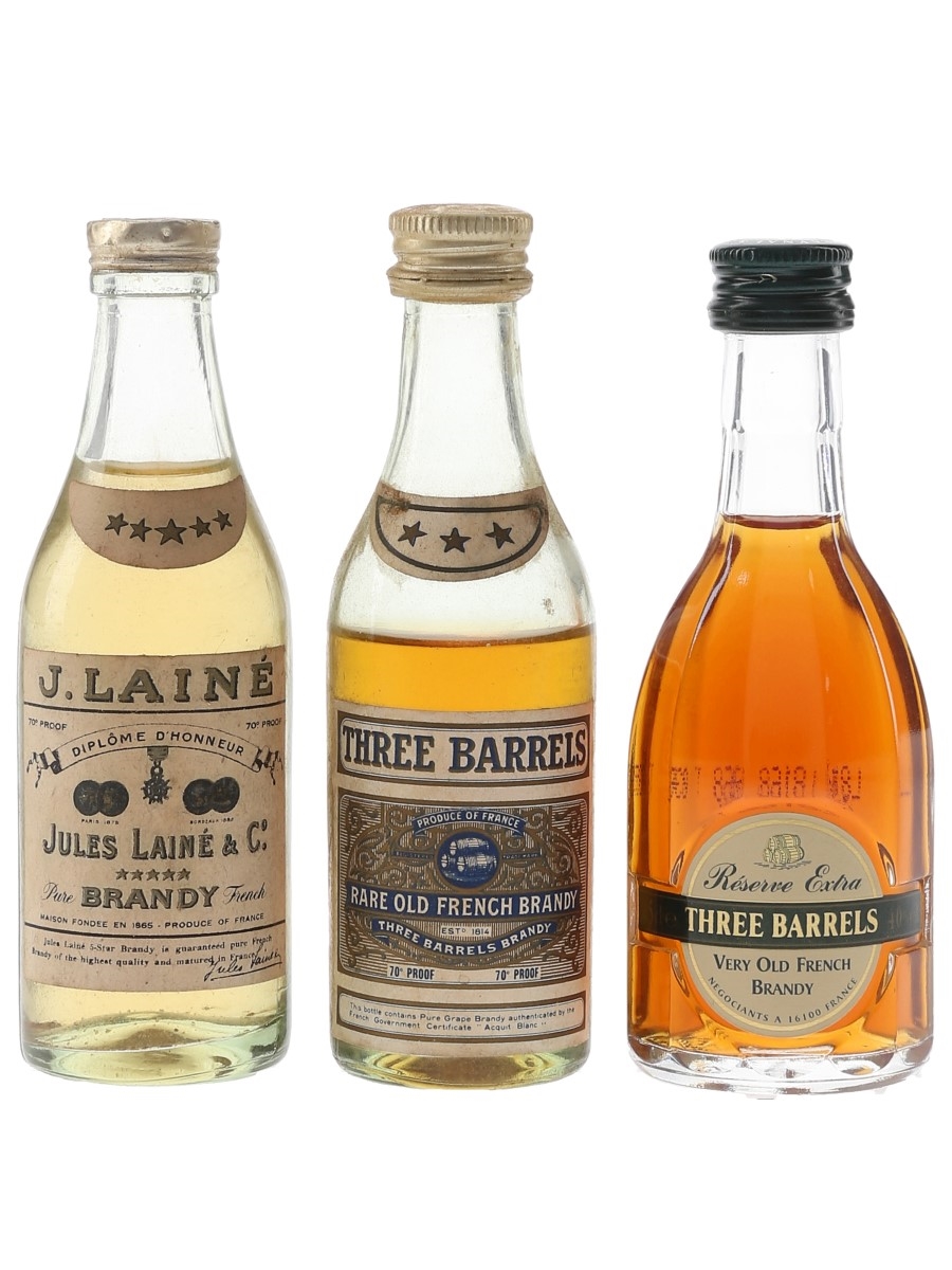 Jules Laine & Three Barrels Brandy  3 x 5cl / 40%