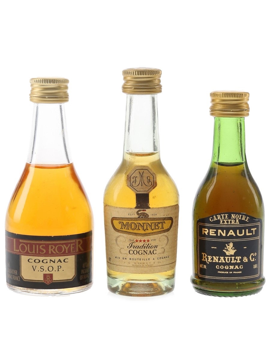 Louis Royer, Monnet & Renault Cognac  3 x 3cl-5cl / 40%