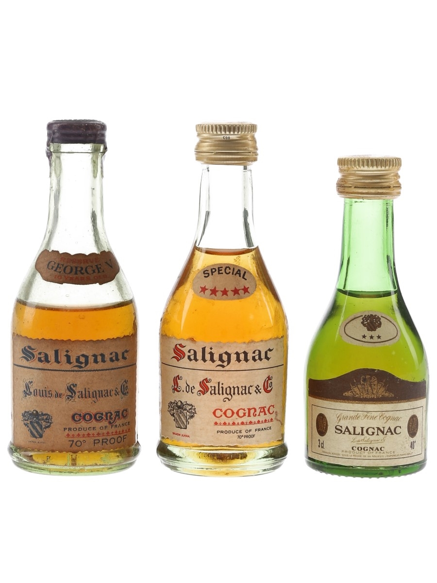 Salignac Cognac Bottled 1960s-1970s 3 x 3cl-5cl / 40%