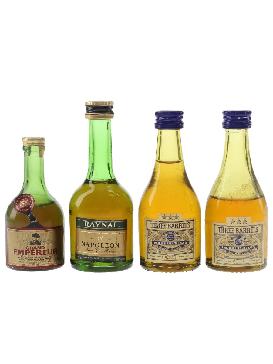 Grand Empereur, Raynal & Three Barrels Bottled 1970s-1980s 4 x 3cl-5cl