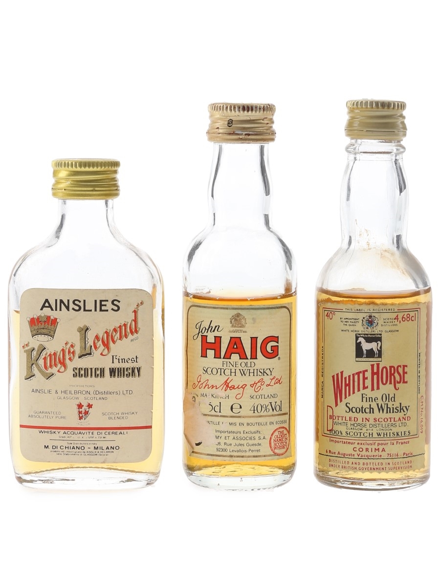 Haig, King's Legend & White Horse Bottled 1970s & 1980s 3 x 4cl - 5cl / 40%