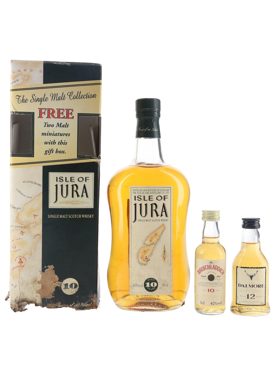 Isle Of Jura 10 Year Old Gift Set Includes Bruichladdich & Dalmore Miniatures 2 x 5cl & 70cl