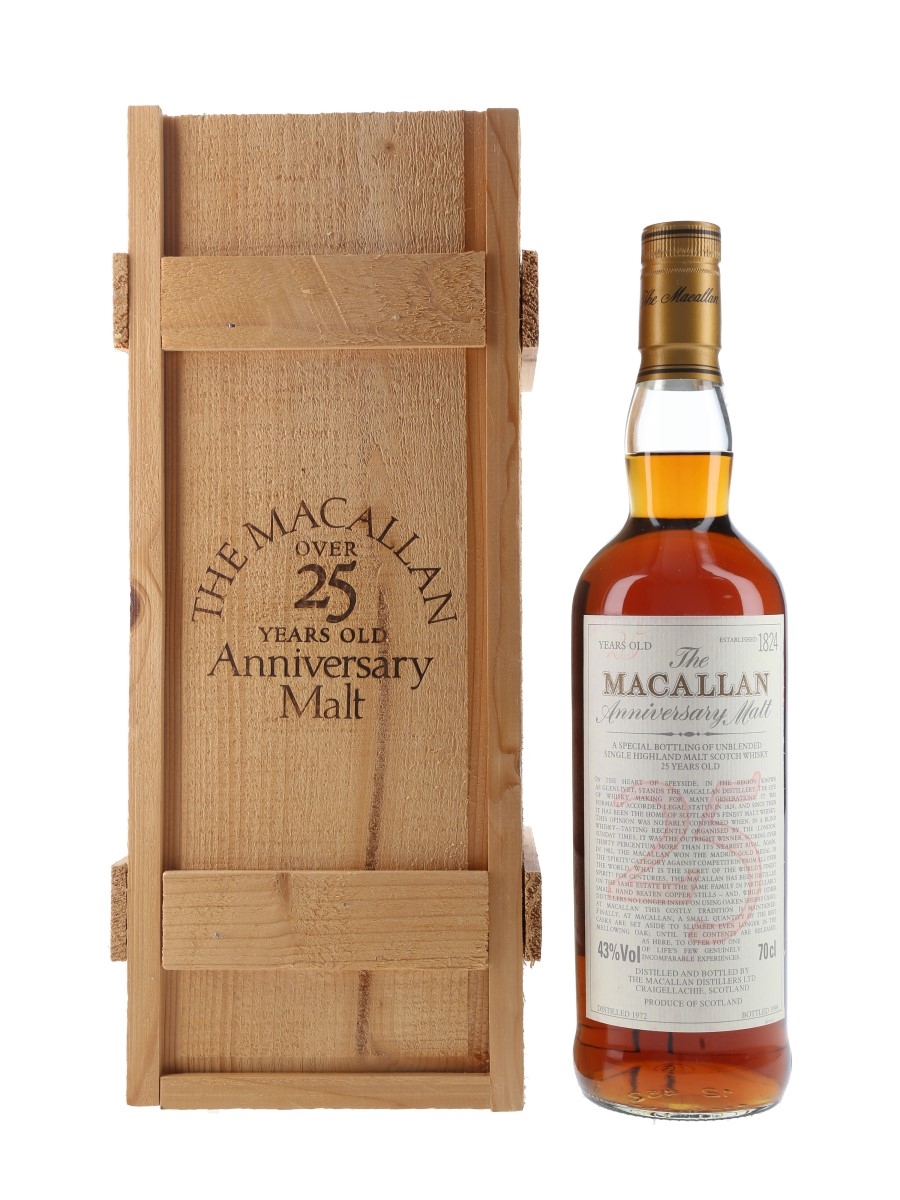 Macallan 1972 25 Year Old Anniversary Malt Bottled 1998 70cl / 43%