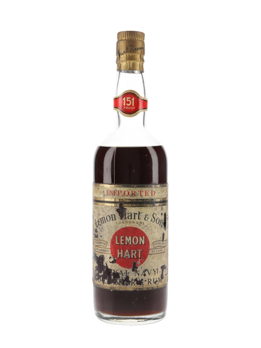 Lemon Hart 151 Proof Royal Navy Demerara Rum Bottled 1950s - Amsterdam Airport 75.7cl / 75.5%