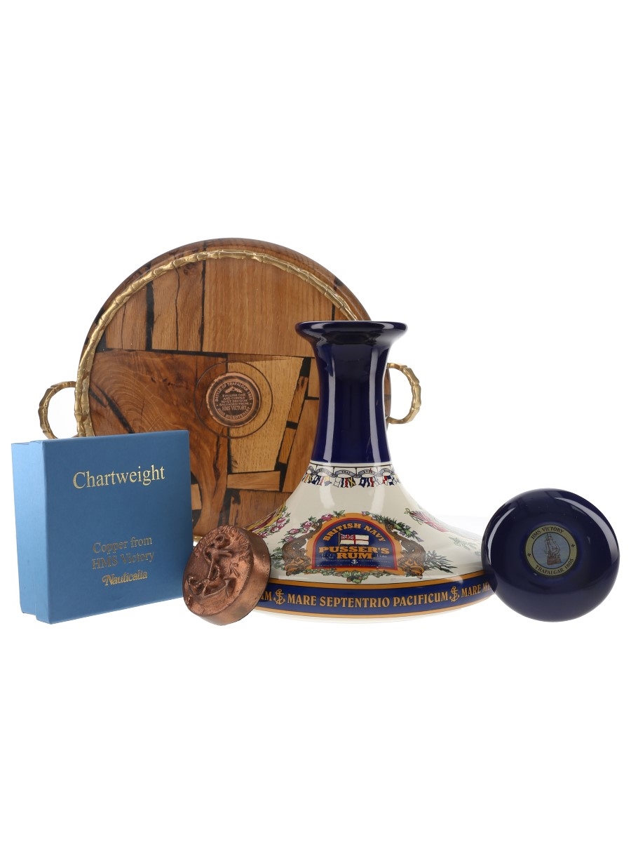 Pusser's British Navy Rum Nelson Ships' Decanter with HMS Victory Tray & Chartweight 100cl / 54.5%