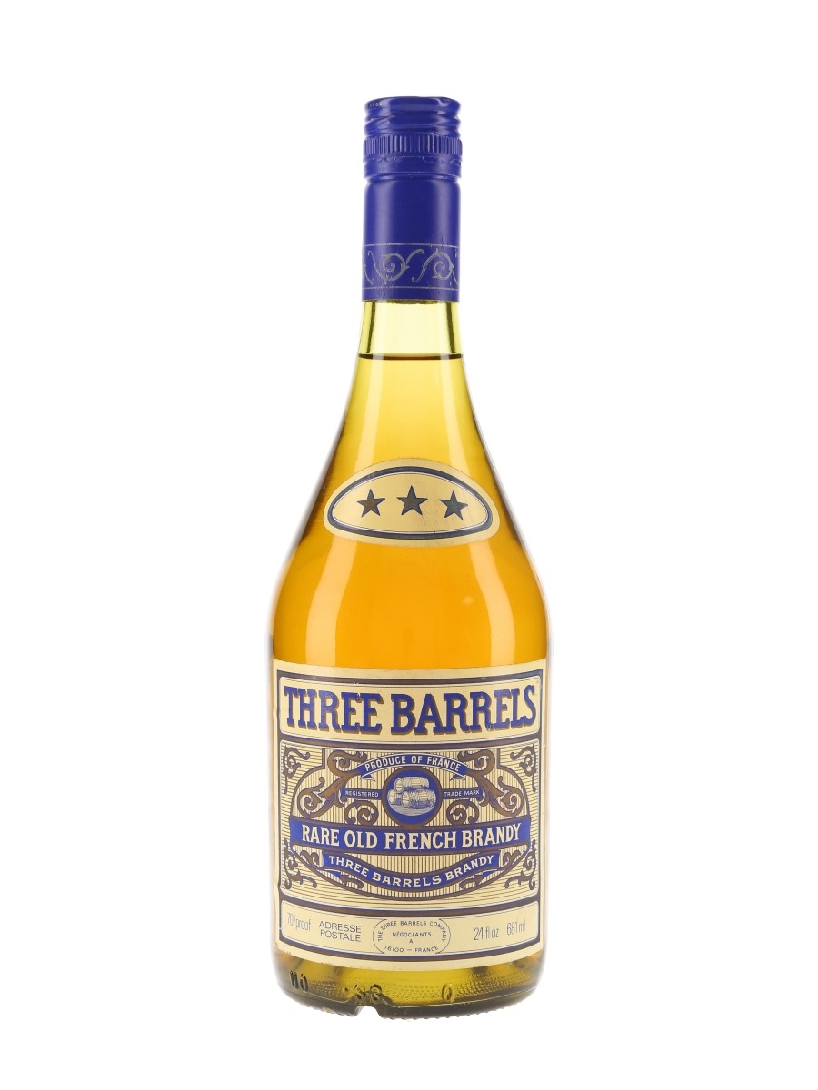 Three Barrels Rare Old French Brandy Bottled 1970s 68cl / 40%