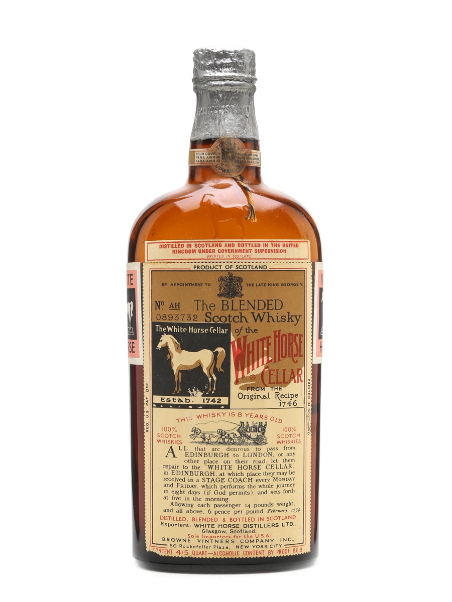 White Horse Blended Scotch Bottled 1940s 75cl / 43.4%