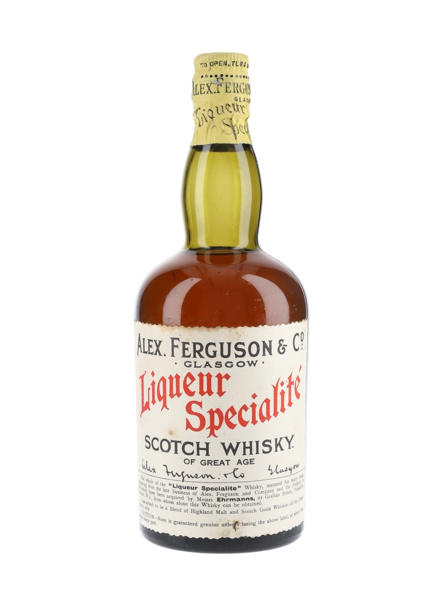 Alex Ferguson & Co. Liqueur Specialite Scotch Whisky Bottled 1930s 75cl