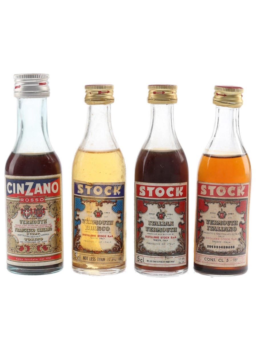 Cinzano & Stock Vermouth Bottled 1970s 4 x 5cl