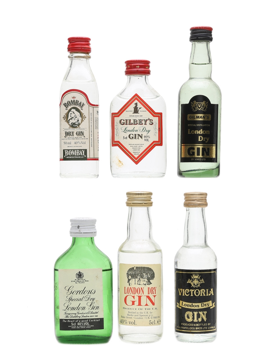 London Dry Gin Miniatures Incl. Gordon's & Bombay 6 x 5cl