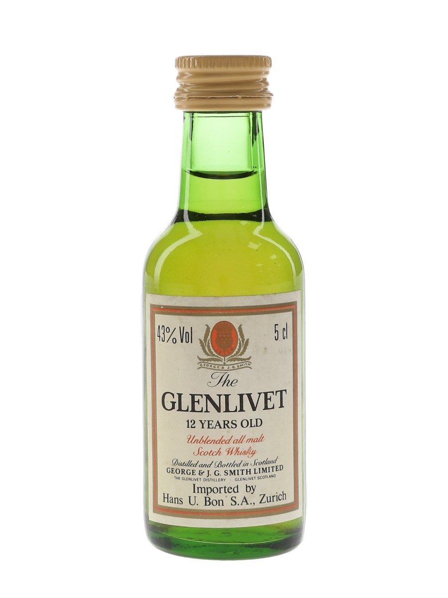 Glenlivet 12 Year Old Bottled 1980s - Hans Bon 5cl / 43%