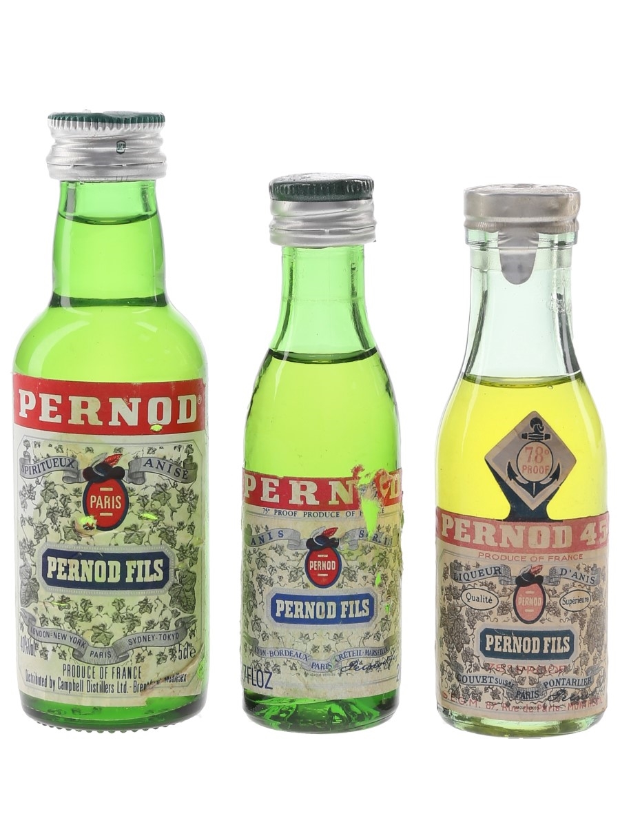 Pernod Fils Bottled 1960s & 1980s 3 x 2cl-5cl