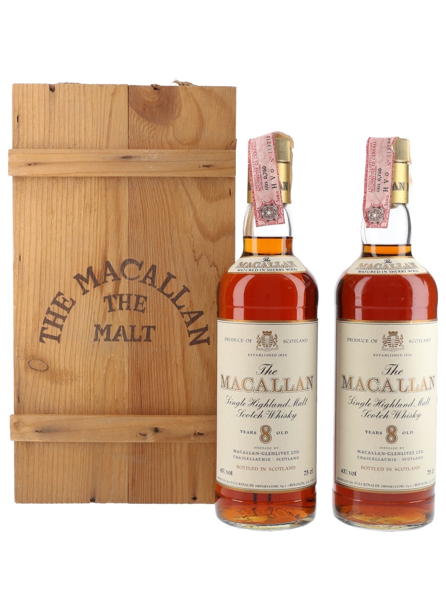 Macallan 8 Year Old Bottled 1980s - Rinaldi 2 x 75cl / 43%