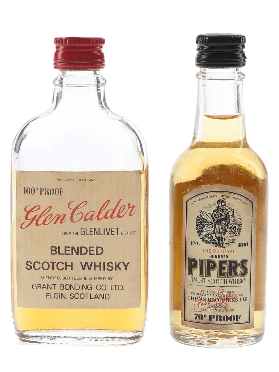Glen Calder 100 Proof & Hundred Pipers Bottled 1970s 2 x 5cl