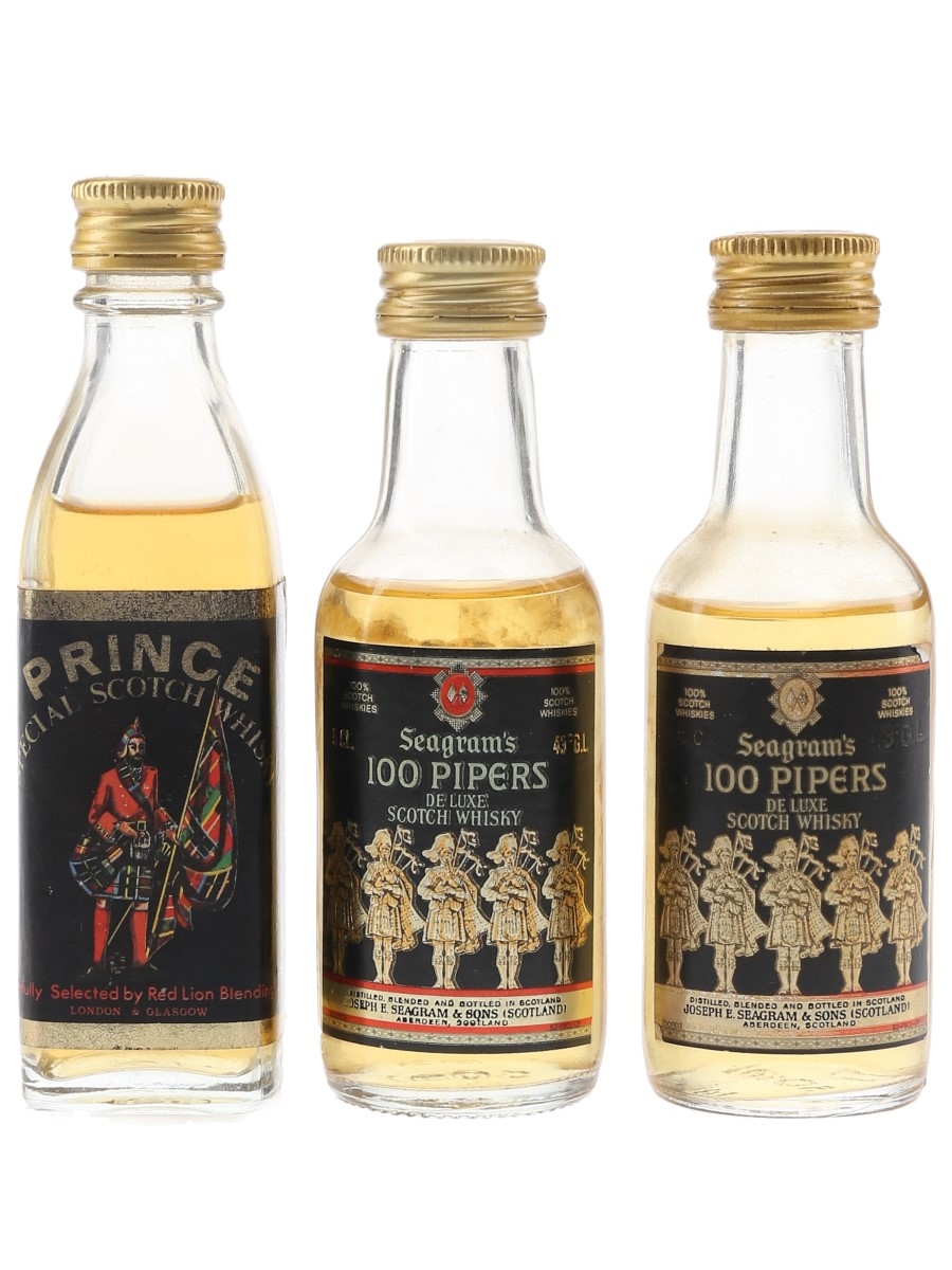 ウイスキー Seagrams100PIPERS Vintage Seagram's 100 Pipers Scotch Whisky bottle 1/2 Pint 7