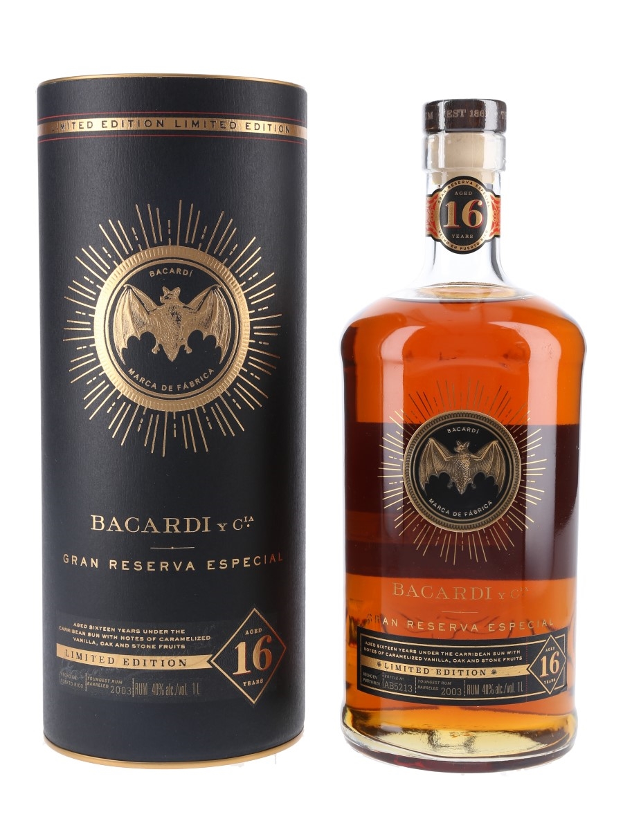 Bacardi 16 Year Old Gran Reserva Especial Youngest Rum Barreled In 2003 - Travel Retail 100cl / 40%