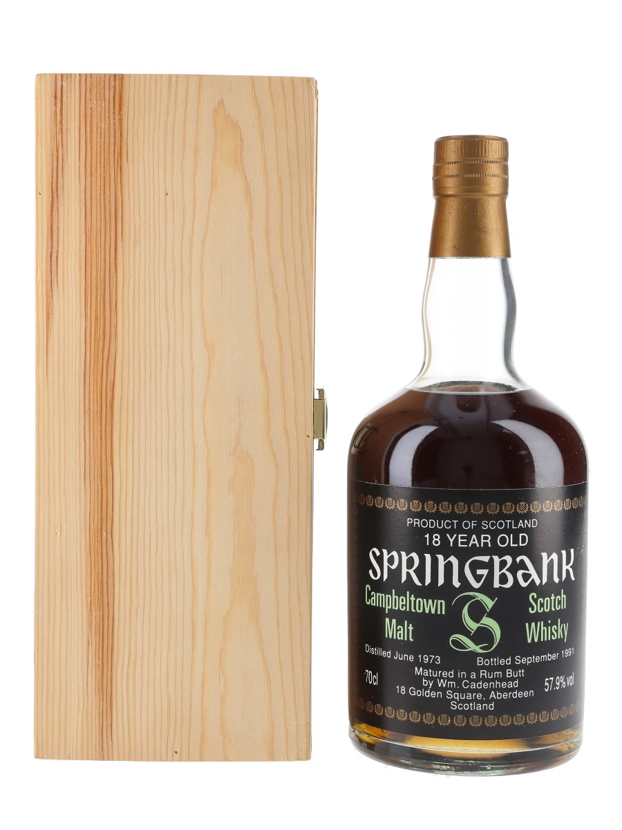 Springbank 1973 18 Year Old Rum Cask Bottled 1991 - Cadenhead's 'Dumpy' 70cl / 57.9%