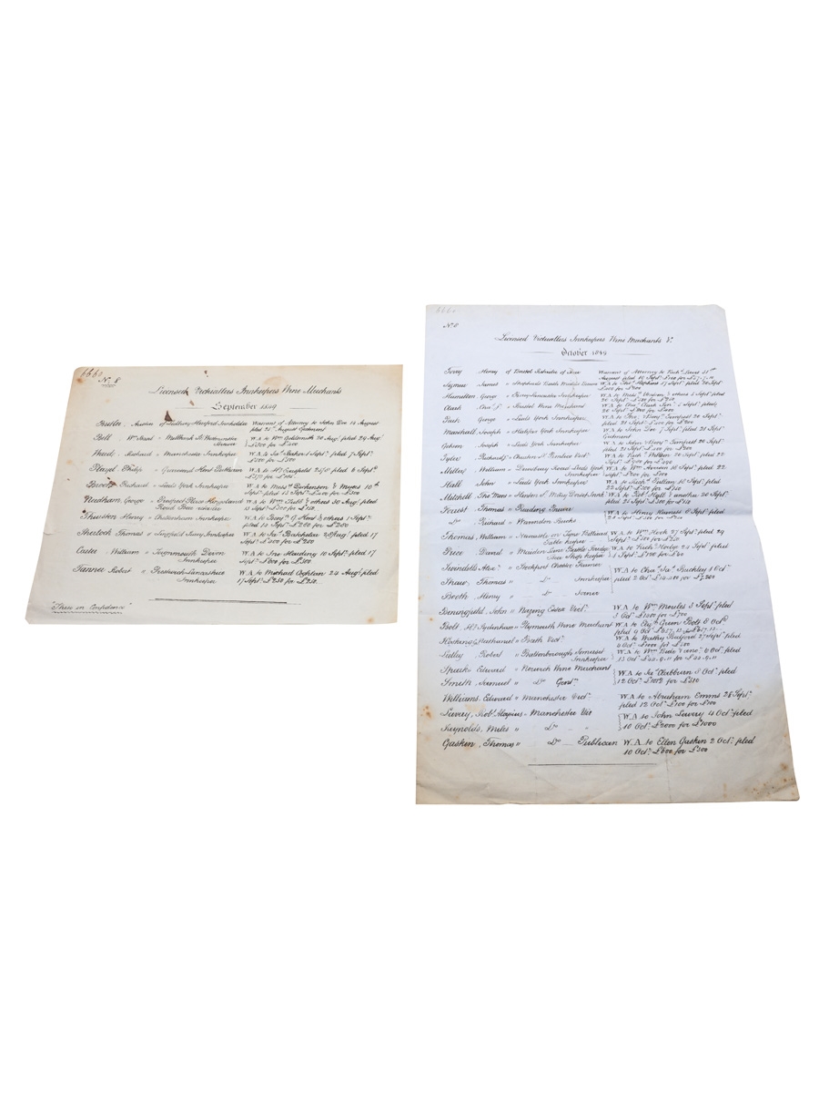 Licensed Victuallers, Innkeepers, Wine Merchants Warrants Of Attorney, Dated 1849  