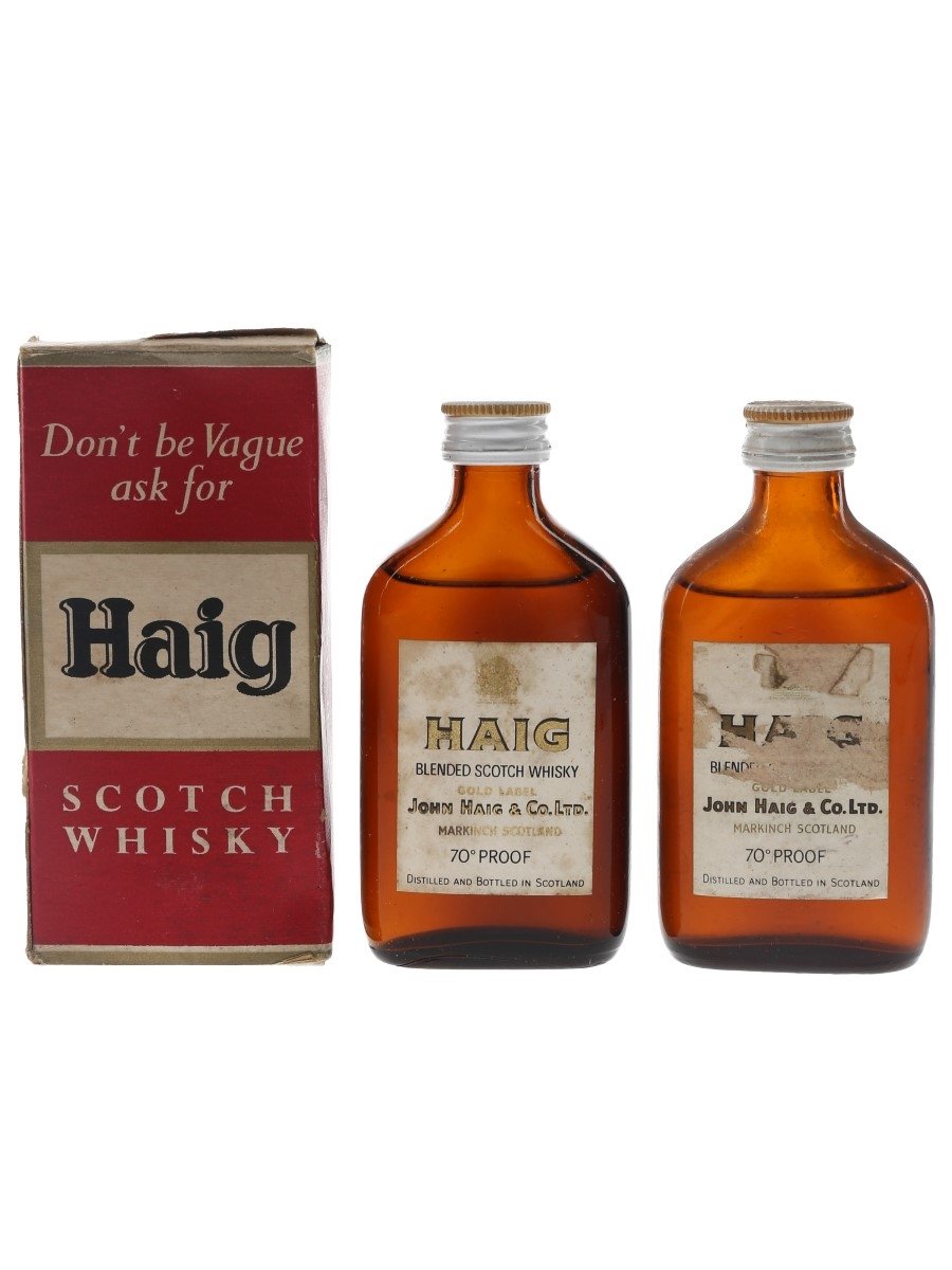Haig Gold Label Bottled 1960s-1970s 2 x 5cl / 40%
