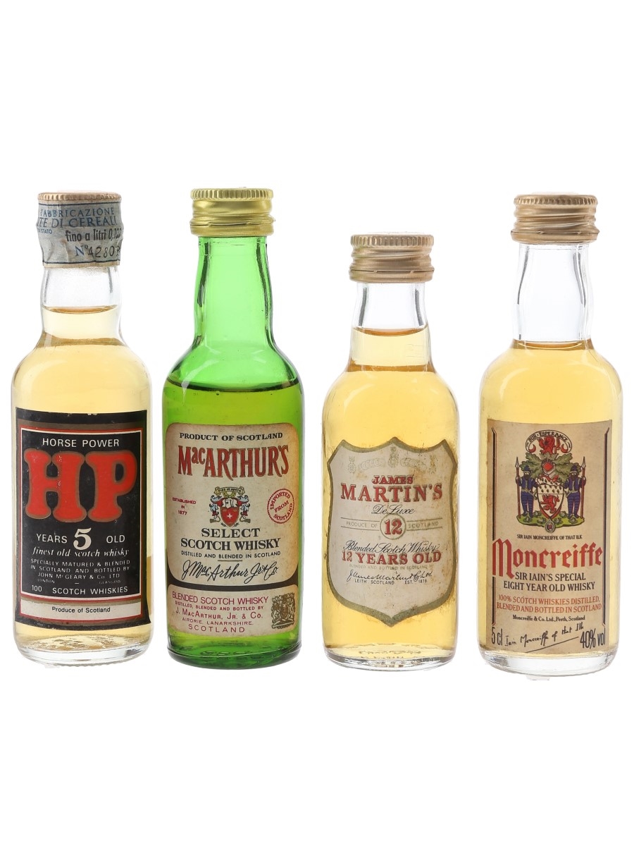 Assorted Blended Scotch Whisky Horse Power, James Martin's, MacArthur's & Moncreiffe 4 x 5cl