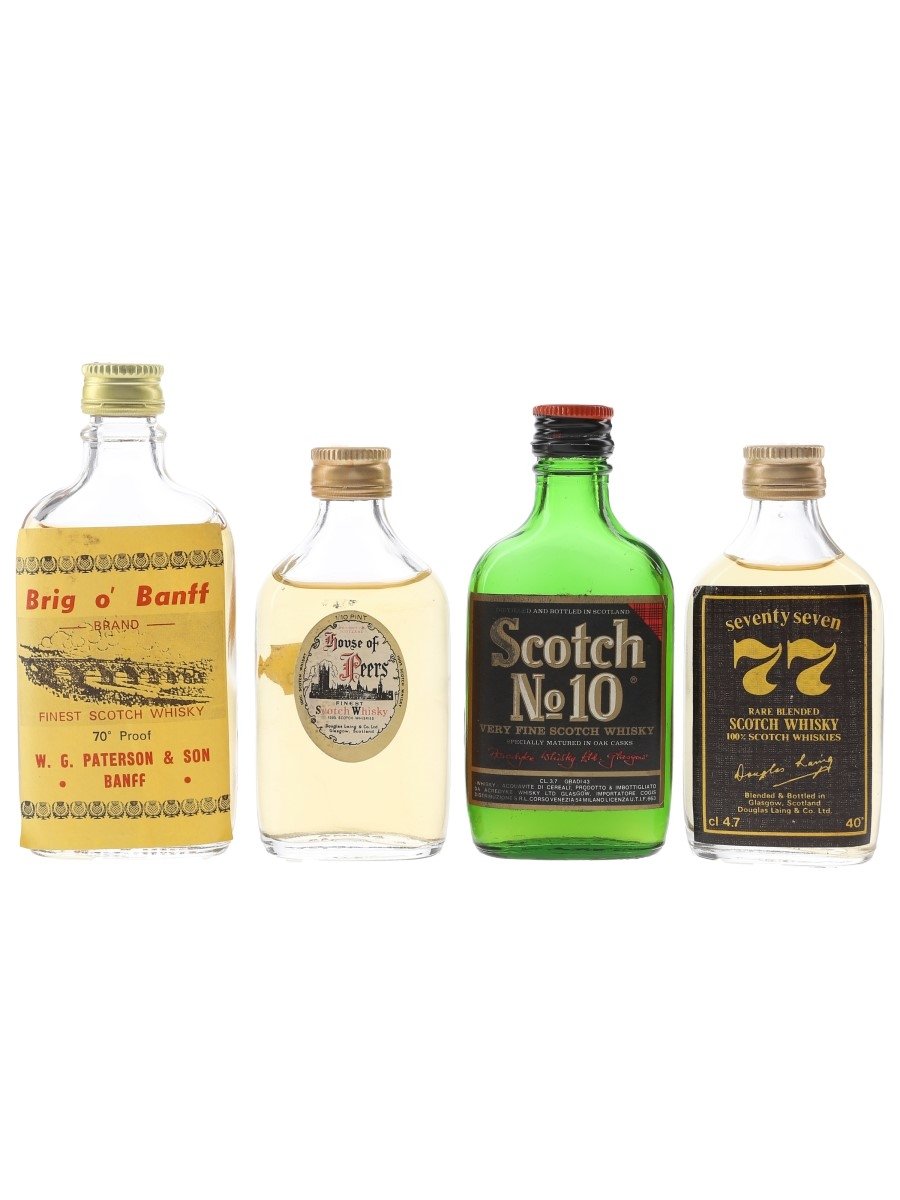 Brig O' Banff, House Of Peers, Seventy Seven & Scotch No. 10 Bottled 1960s-1970s 4 x 3.7cl-5.6cl