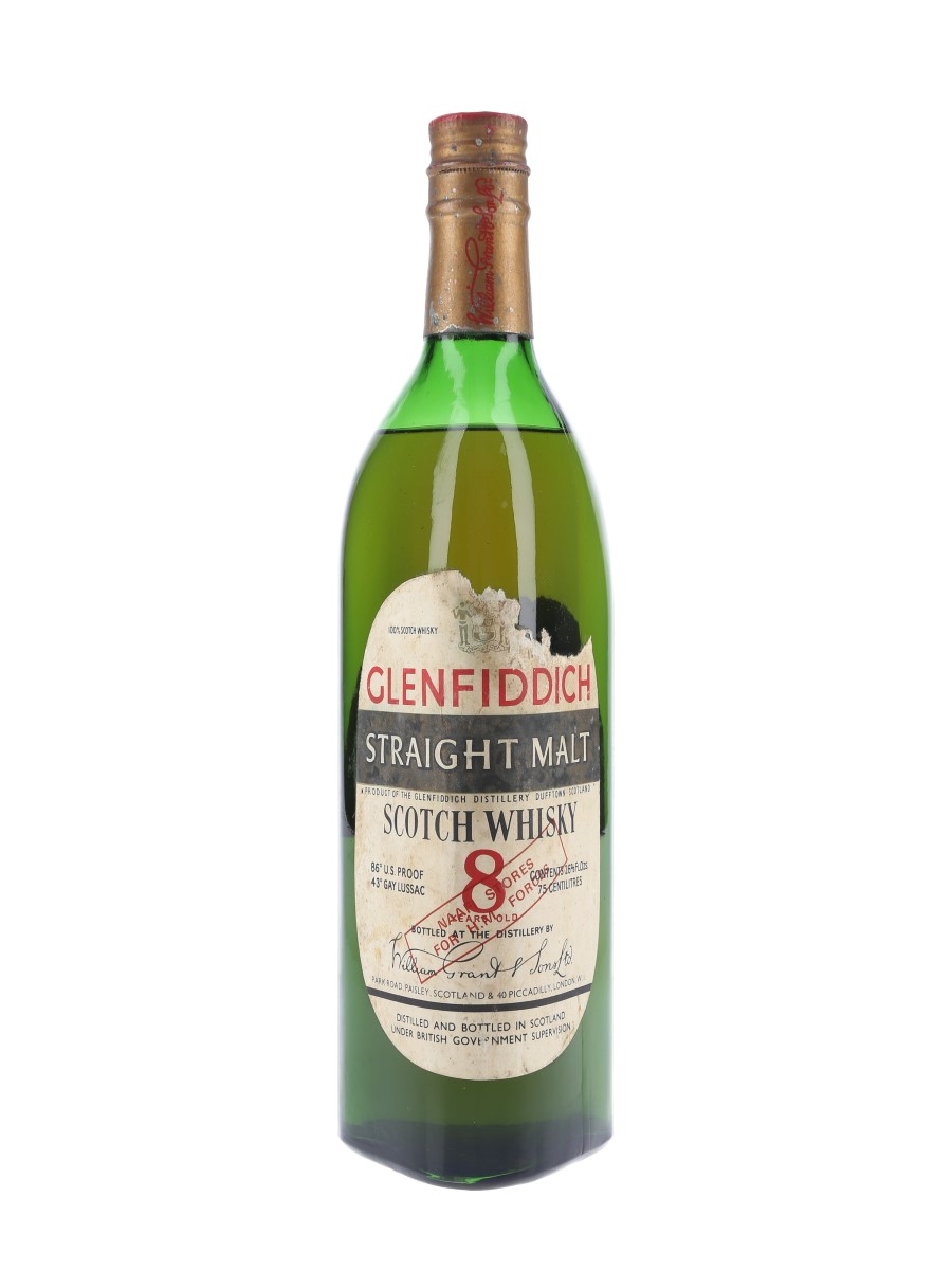 Glenfiddich 8 Year Old Straight Malt Bottled 1960s - NAAFI Stores For HM Forces 75cl / 43%