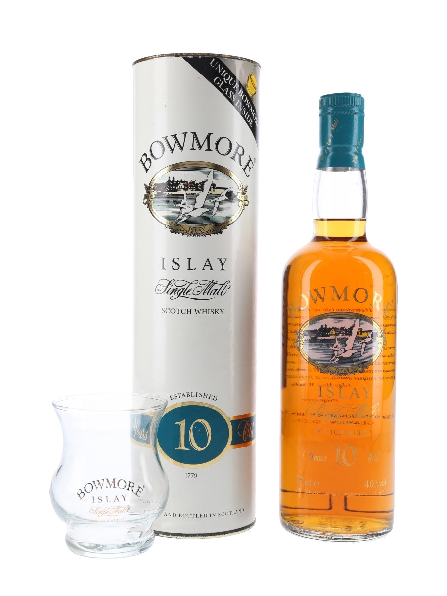 Bowmore 12 Year Old Bottled 1980s - Free Bowmore Glass 75cl / 40%