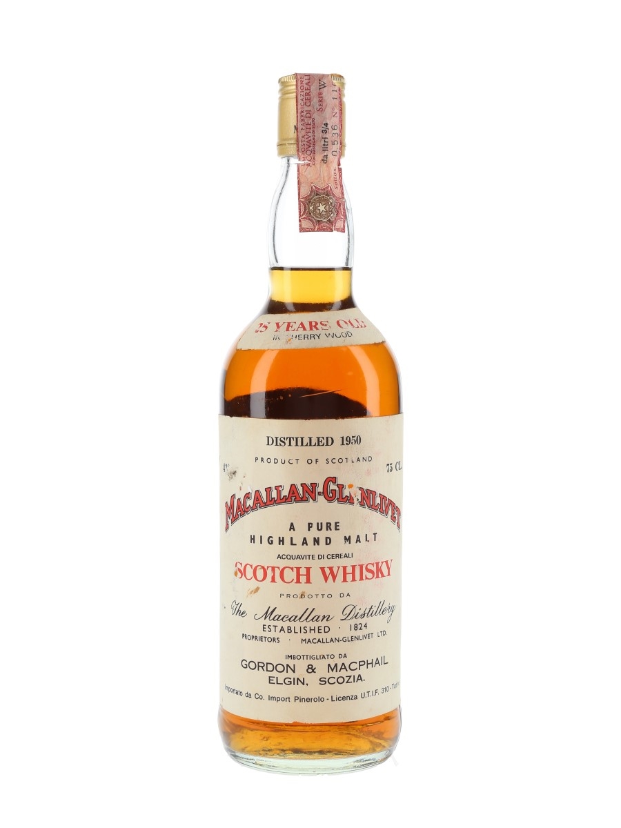 Macallan Glenlivet 1950 25 Year Old Bottled 1970s - Gordon & MacPhail 75cl / 43%