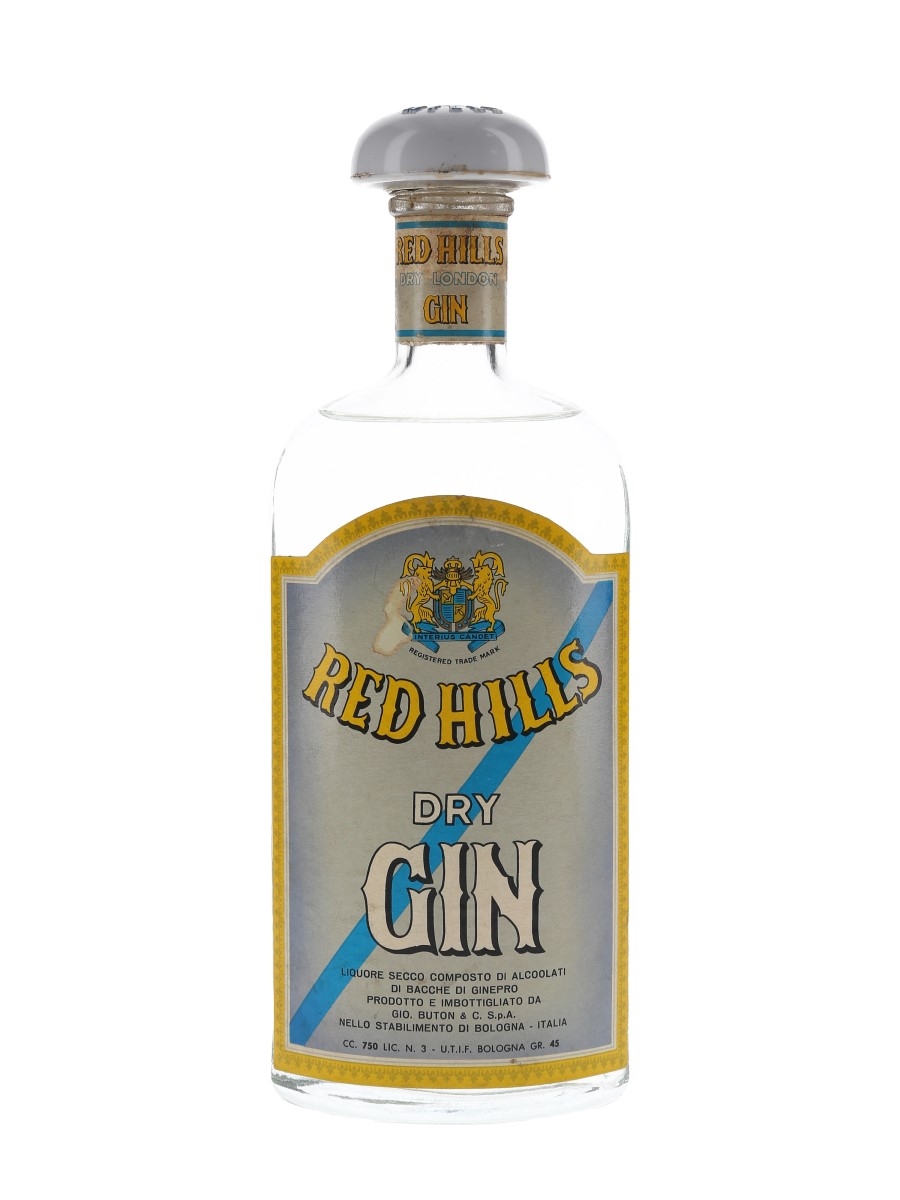 Red Hills Dry London Gin Bottled 1950s - Buton 75cl / 45%